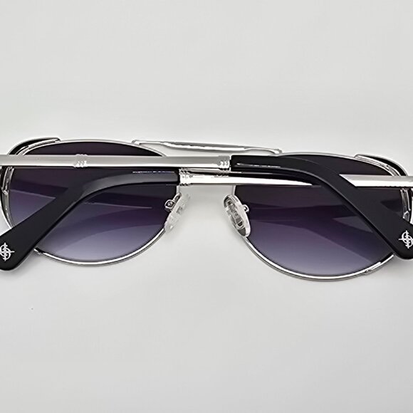 Clocks and Colours Fast Lane Silver Frame Black Gradient Lens Aviator Sunglasses - Picture 9 of 12
